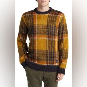 Dark Seas Cedarvale Plaid Jacquard Crewneck Sweater in brown antique Sz L NWOTs